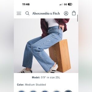Abercrombie & Fitch Women's Medium Blue Studded Flare Jeans